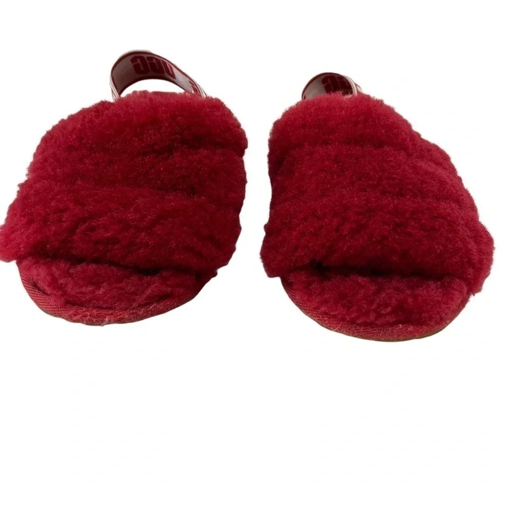 UGG Fluff Yeah Slide Sandal Toddler Ribbon‎ Red 10